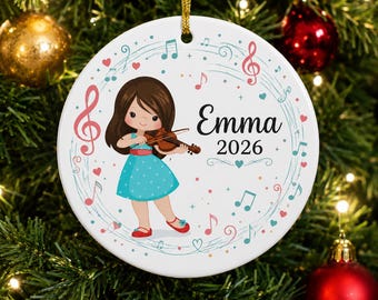 Personalized Violin Ornament, Girls Violin Christmas Ornament, Instrument Gift, Gift For Musician, Musical Instrument Gift, Music Keepsake