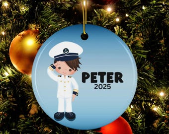 Personalized Navy Ornament,Custom Boys Soldier Ornament, US Navy Gifts, Patriot Hero Gift, Military Remembrance Gift, Recruit, Navy Officer