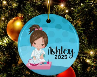 Personalized Girls Nail Artist Ornament, Custom Manicurist Gift,  Nail Tech Girl, Pedicure Nails, Self Skin Care Lover Gift, Spa Keepsake