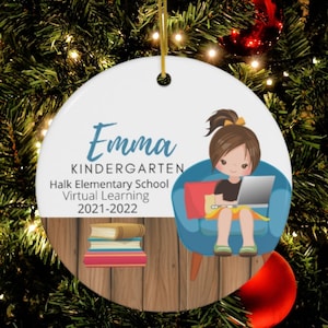 Personalized School Ornament, Girls Graduation Ornament, Online Schooling Gift, Distance Learning, Gift For Senior, Gradiaton keepsake