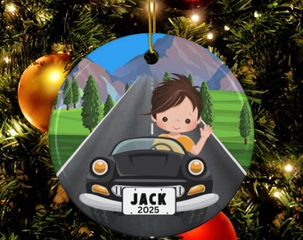 Personalized Boys New Driver Christmas Ornament, Custom New License Ornament, New Driver Ornament, Newly Licensed, Gift for Him, Permit,