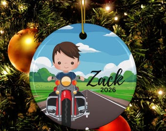 Personalized Motocross Ornament, Dirtbike Custom Name Ornament, Dirt Bike Gift for Boys Teens & Racers Motorcycle Sports Christmas, Bike
