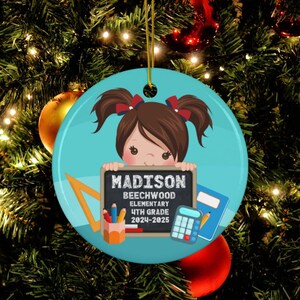 Personalized School Ornament, Girl Virtual Homeschooling Christmas Ornament, Online Schooling Gift, Graduation Ornament, School Keepsake