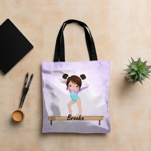 Gymnastics Print Pattern Leather Tote Bag main image 0