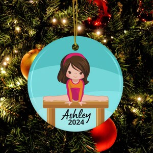 Personalized Girls Gymnastics Ornament, Gymnast Gift, Tumbling Ornament. Personalized Girl Gymnastic Gift, Gift For Gymnast, Contortionist