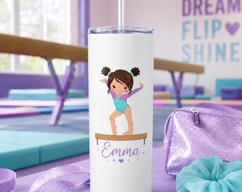 Personalized Gymnastics Bottle, Custom Gymnast Gift, Girls Gymnastics 20oz Tumbler, Girls Water Bottle, Gymnastics Team Gift,