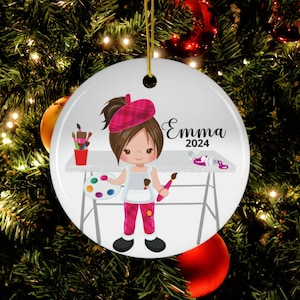 Personalized Girls Artist Ornament, Custom Painter Gift, Ornament For Artist, Arts & Crafts, Girls Christmas Ornament, Gift For Crafter