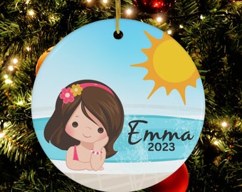 Personalized Girls Swim Ornament, Custom Swimming Ornament, Swimming Gift, Girls Swim Team Ornament, Swimmer Keepsake.