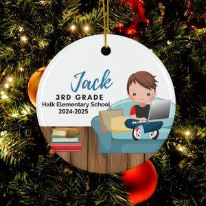Personalized Boys Homeschool Ornament,Boys Custom Homeschooling Christmas Ornament, Online Schooling Gift, School Boy,Homeschooling keepsake