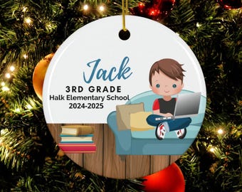 Personalisierte Jungen Homeschool Ornament, Jungen benutzerdefinierte Homeschooling Weihnachtsverzierung, Online-Schulgeschenk, Schuljunge, Homeschooling-Andenken