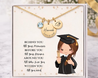 Personalized Graduation Necklace, Custom Name Graduate Gift, Class of 2026 Senior Jewelry, High School College Graduation Gift for Daughter