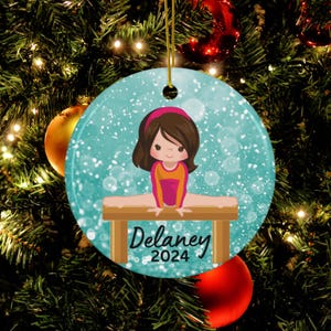 Personalized Girls Gymnastics Ornament, Gymnast Gift, Tumbling Ornament. Personalized Girl Gymnastic Gift, Gift For Gymnast, Contortionist
