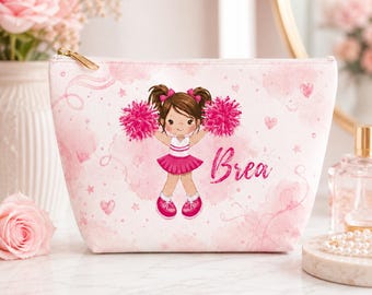 Personalized Cheer Makeup Bag, Custom Cheerleader Cosmetic Pouch, Cheer Gift for Girls, Dance Recital Bag, Cheer Team Gift, Toiletry Bag