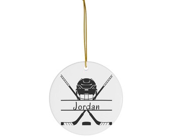 Boy's Hockey Ornament, Children's Christmas Ornament, Git For Hockey Player, Personalized Christmas Ornament, Ice Hockey Ornament