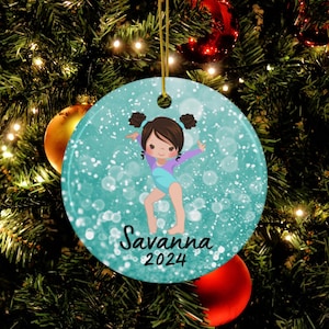 Personalized Girls Gymnastics Ornament, Gymnast Gift, Tumbling Ornament. Personalized Girl Gymnastic Gift, Gift For Gymnast, Contortionist