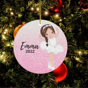 Girls Dance Ornament, Personalized Ballet Dancer Ornament, Dance Gift, Girls Custom Christmas Ornament, Pink Ballerina Ornament, USA Made
