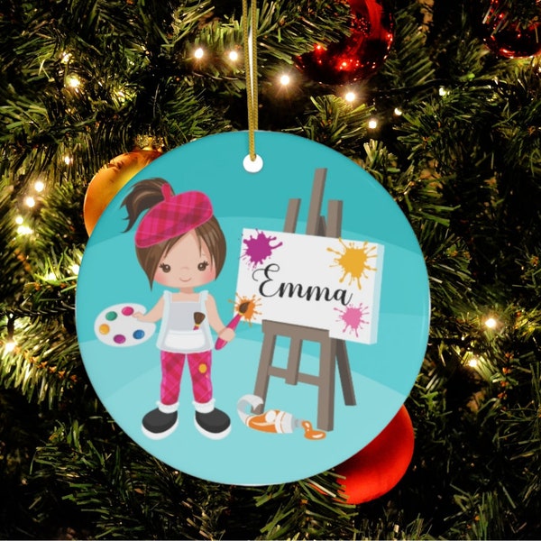 Personalized Girls Artist Ornament, Custom Art Gift 2021, Ornament For Artist, Gift for Painter, Custom Christmas Ornament,