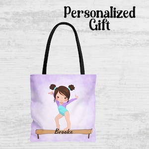 Gymnastics Print Pattern Leather Tote Bag