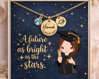 Personalized Graduation Necklace, Custom Name Graduate Gift, Class of 2026 Senior Jewelry, High School College Graduation Gift for Daughter