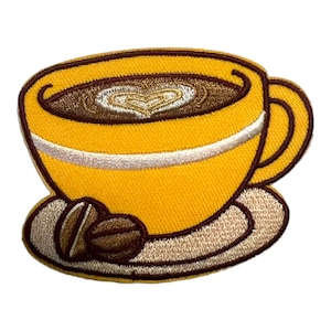 Coffee Cup, Iron on Patch,Sew On, Embroidered Patches, Coffee Lover patches