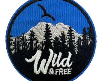 Wild and Free Iron on Patch | Sew on Embroidered Patches | Aesthetic Patch for Decorating | Fun Patch Badge for Crafting