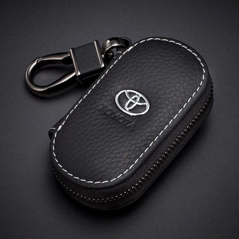 Leather Car Remote Key Fob Chain Zipper Wallet Holder Bags Case Cover