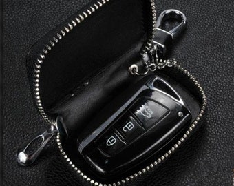 2-Pack Leather Key Fob Pouch – Zipper Case For Car Remote Keys