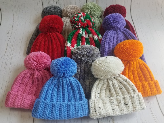 Baby Beanie Winter Baby Hat Handmade Baby Hat Crochet Baby Hat Pompom Hat Custom Made Hat Toddler Hat Infant Hat Ribbed Baby Hat Etsy