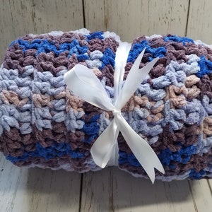 Handmade Chunky Crochet Baby Blanket: Plush Chenille Style