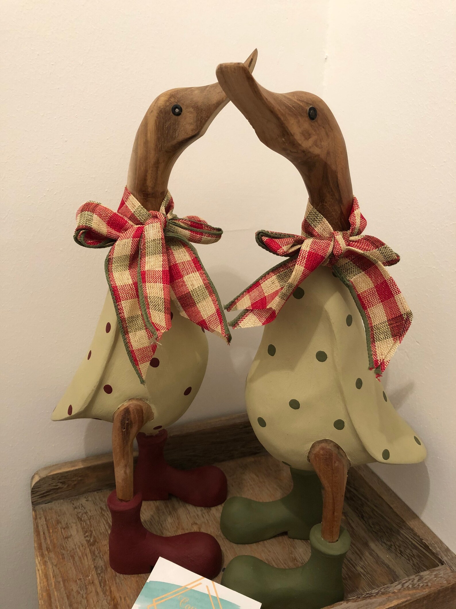 Large Booted Polka Dot Wooden Duck Etsy UK