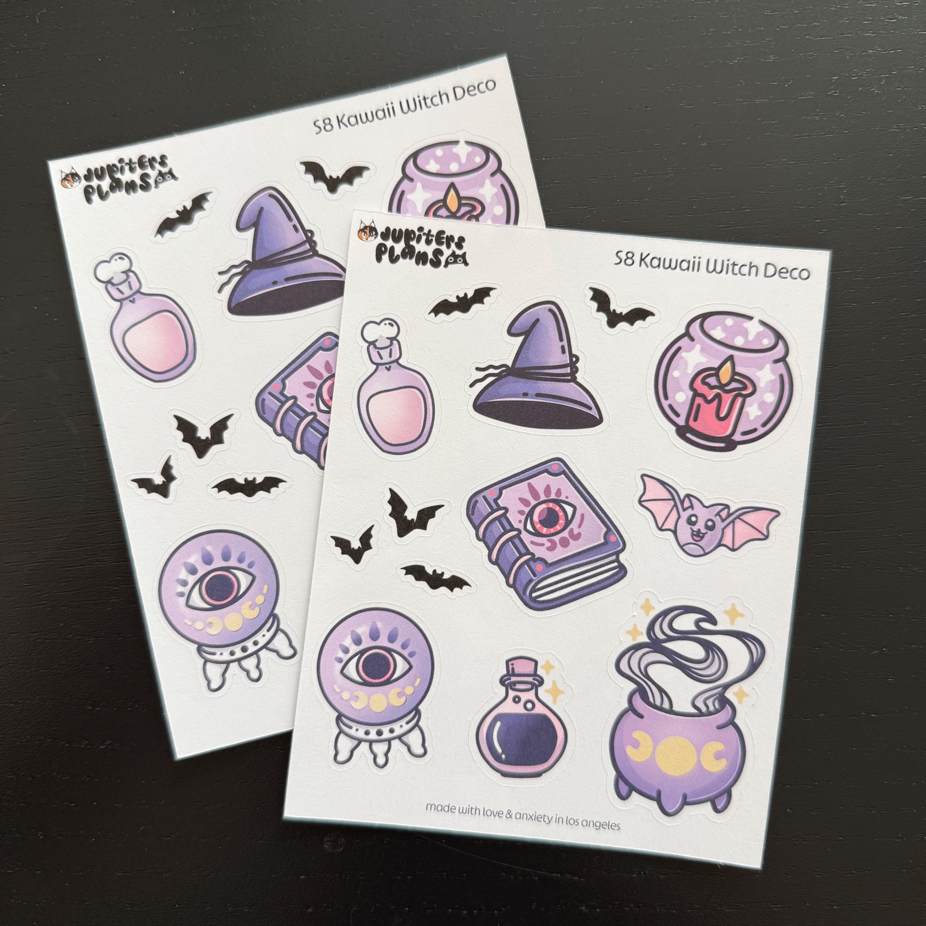 Kawaii Witch Decorative Sticker Sheet: Pastel Halloween Planner ...