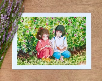 Riceball Scene Print | Wall Art, Wall Decor, Anime Print, Cute Print, A5 Print, A4 Print, Anime Art, Anime Movie, Aesthetic Print
