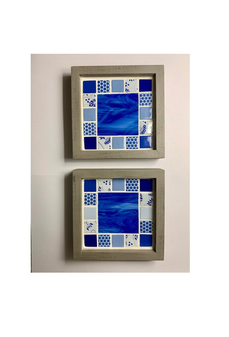 Two Tile and Stained Glass Mosaic Trays or Coasters - dral.regionlima.gob.pe