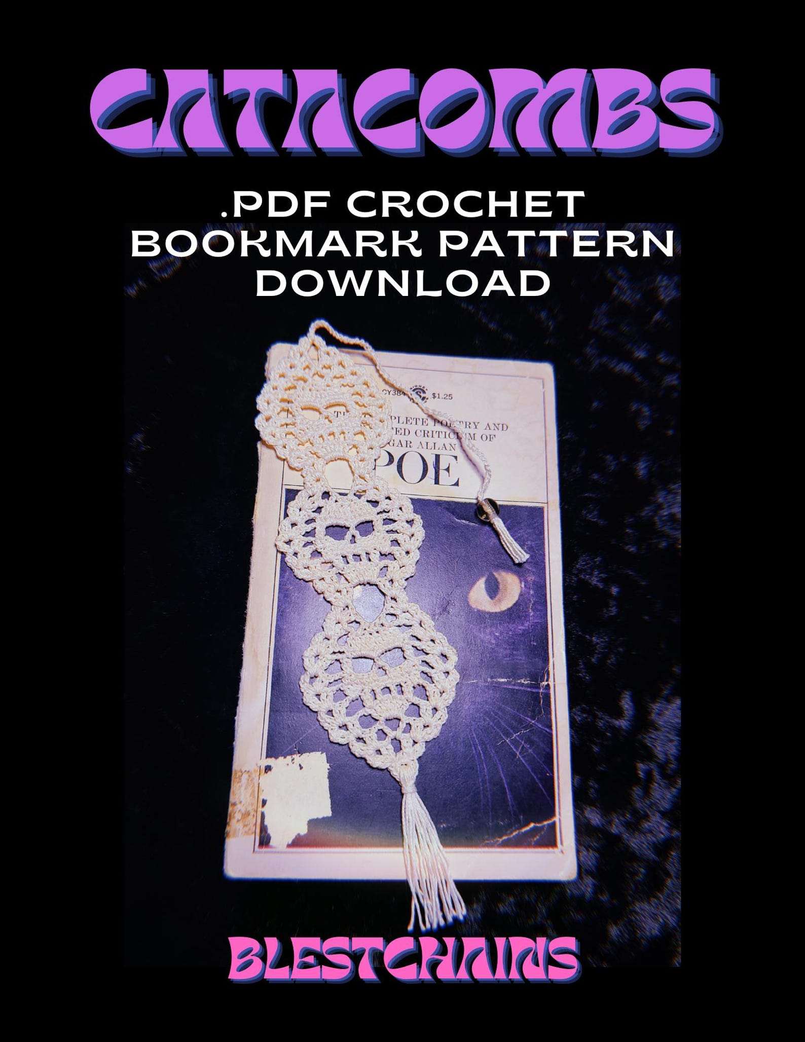 Skulls Crochet Bookmark Pattern: Gothic Catacombs Design (PDF Download ...