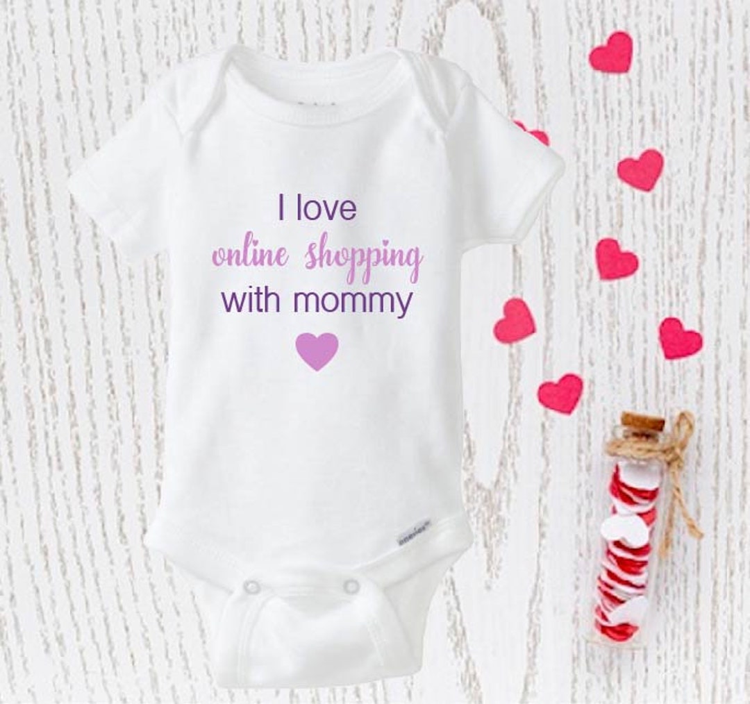 I Love Online Shopping, Baby Shower Gift, Girl Baby Onesie®, Short/long