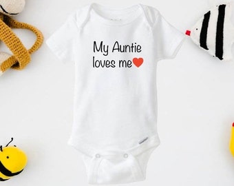 My Auntie loves me onesie®, Auntie baby bodysuit, Baby shower gift, Auntie onesie®, Short/Long sleeve onesie®, Custom onesie®