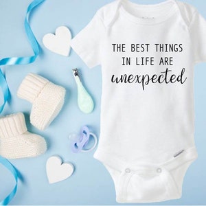 The best things in life are unexpected baby onesie®, Baby announcement, Pregnancy announcement onesie®, Short/Long sleeve onesie®, Bodysuit image 2