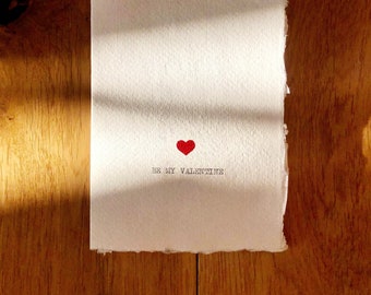 Custom Handmade Typewritten "Be My Valentine" Card with Envelope