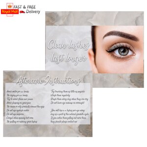 Cil Extension Aftercare Cards client instructions client feuillet carte cils