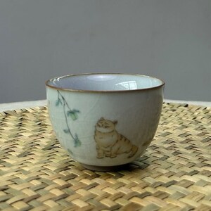 DelicaTeas 100ml Lucky Cat Ceramic Tea Cup Porcelain Tea Cups