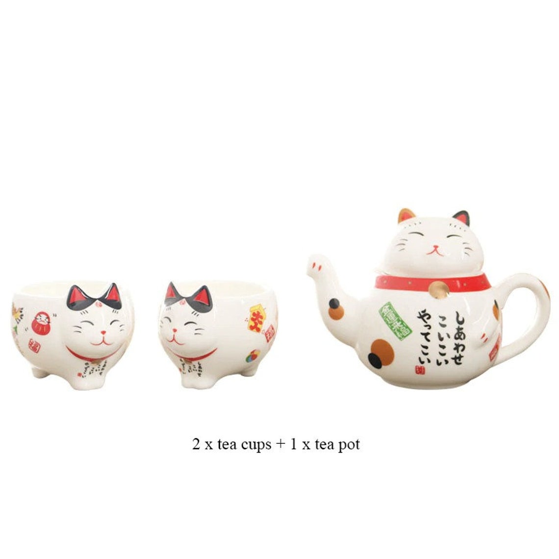 Lucky Cat Tea Set Cat Porcelain Tea Set Creative Neko Etsy