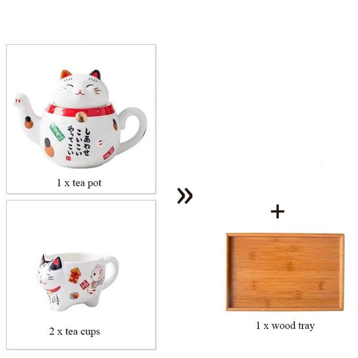 Lucky Cat Tea Set Cat Porcelain Tea Set Creative Neko Etsy