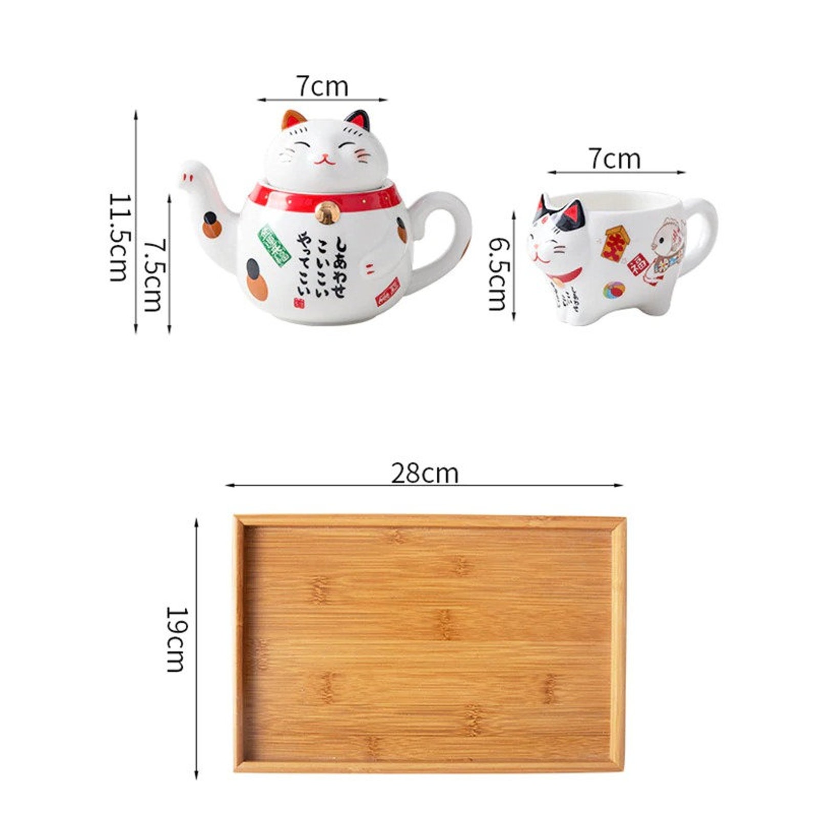 Lucky Cat Tea Set Cat Porcelain Tea Set Creative Neko Etsy