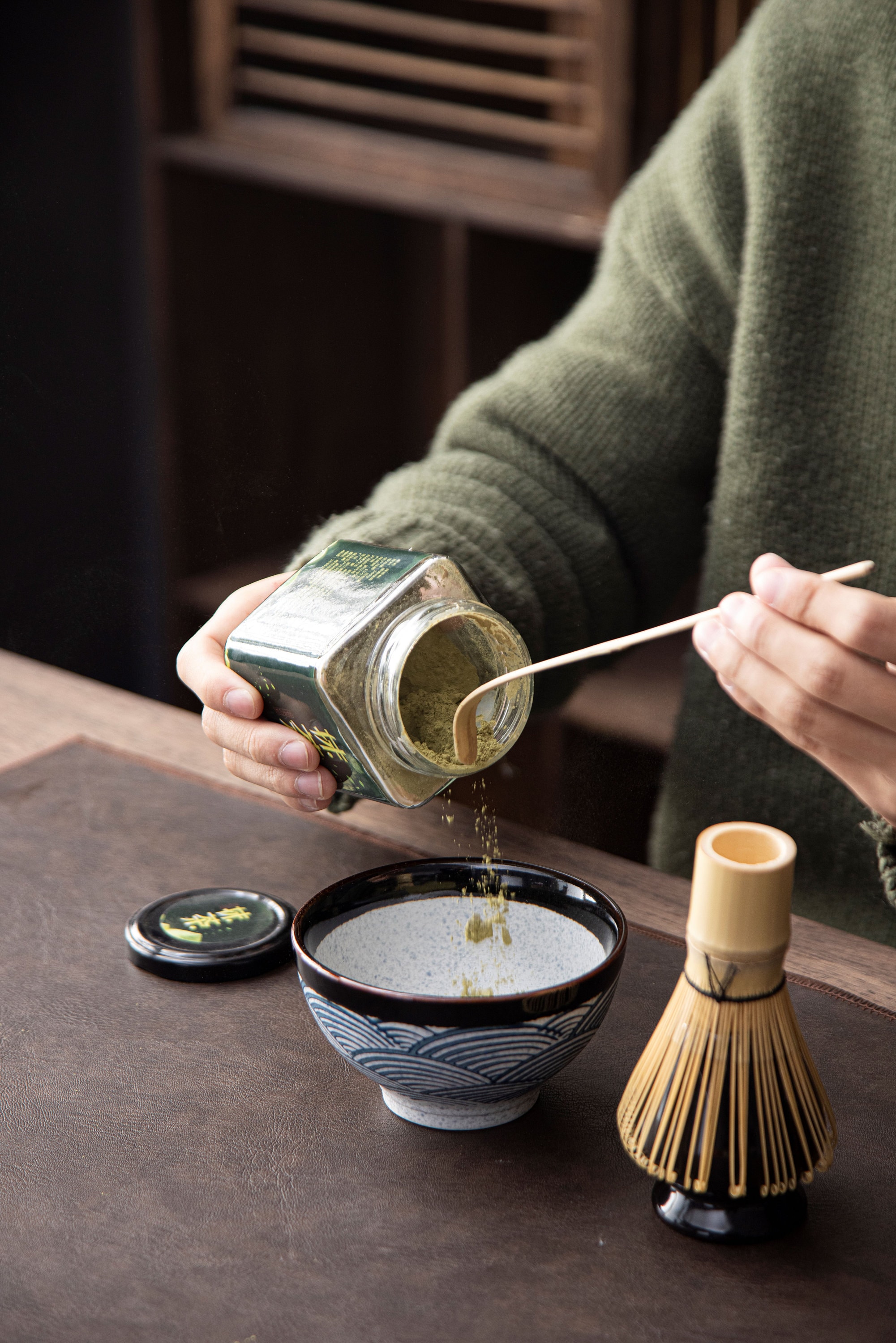 Matcha Tea Set Blue Waves Design Japanese Matcha Set Etsy