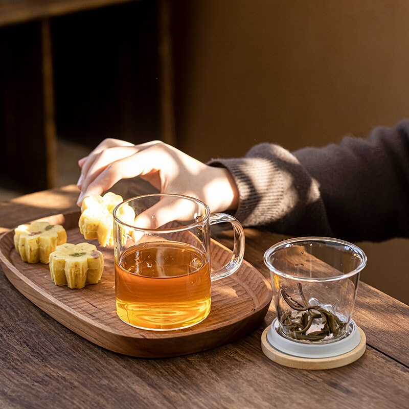 Taza de té de vidrio DelicaTeas con infusor y tapa de bambú - Etsy España