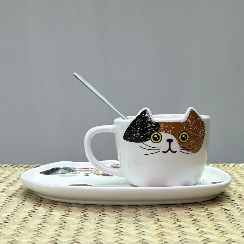 Cat Mug Cat Cup Kawaii Cup Ceramic Coffee Mug with Lid Tea Cup with Lid Cat Mugs for Cat Lovers Unique Novelty Cup Aesthetic Cat Gifts for Cat Lovers