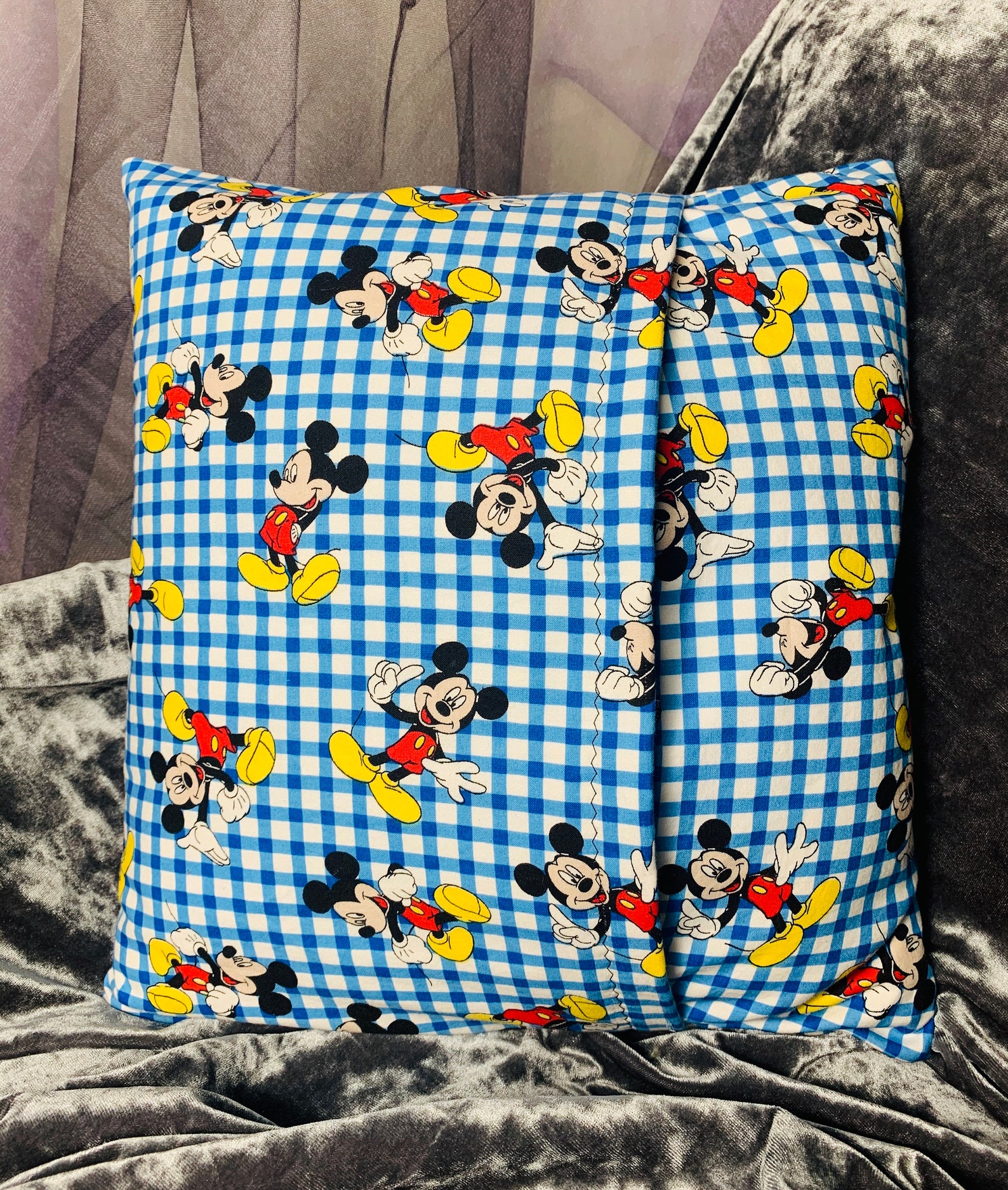 Vintage Plaid Mickey Mouse 14 Pillowcase Etsy