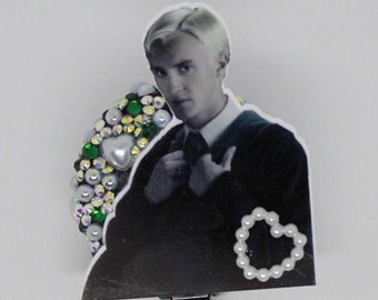 Draco Malfoy badge reel Harry Potter Slytherin retractable ID holder nurse teacher student tech gift idea Country Bear Crafting
