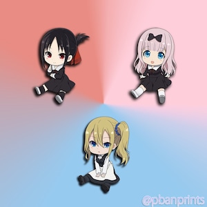 Cute Kaguya Sama Chibi Stickers (Kaguya-sama: Love Is War, Ai Hayasaka, Chika Fujiwara, Kaguya Shinomiya)