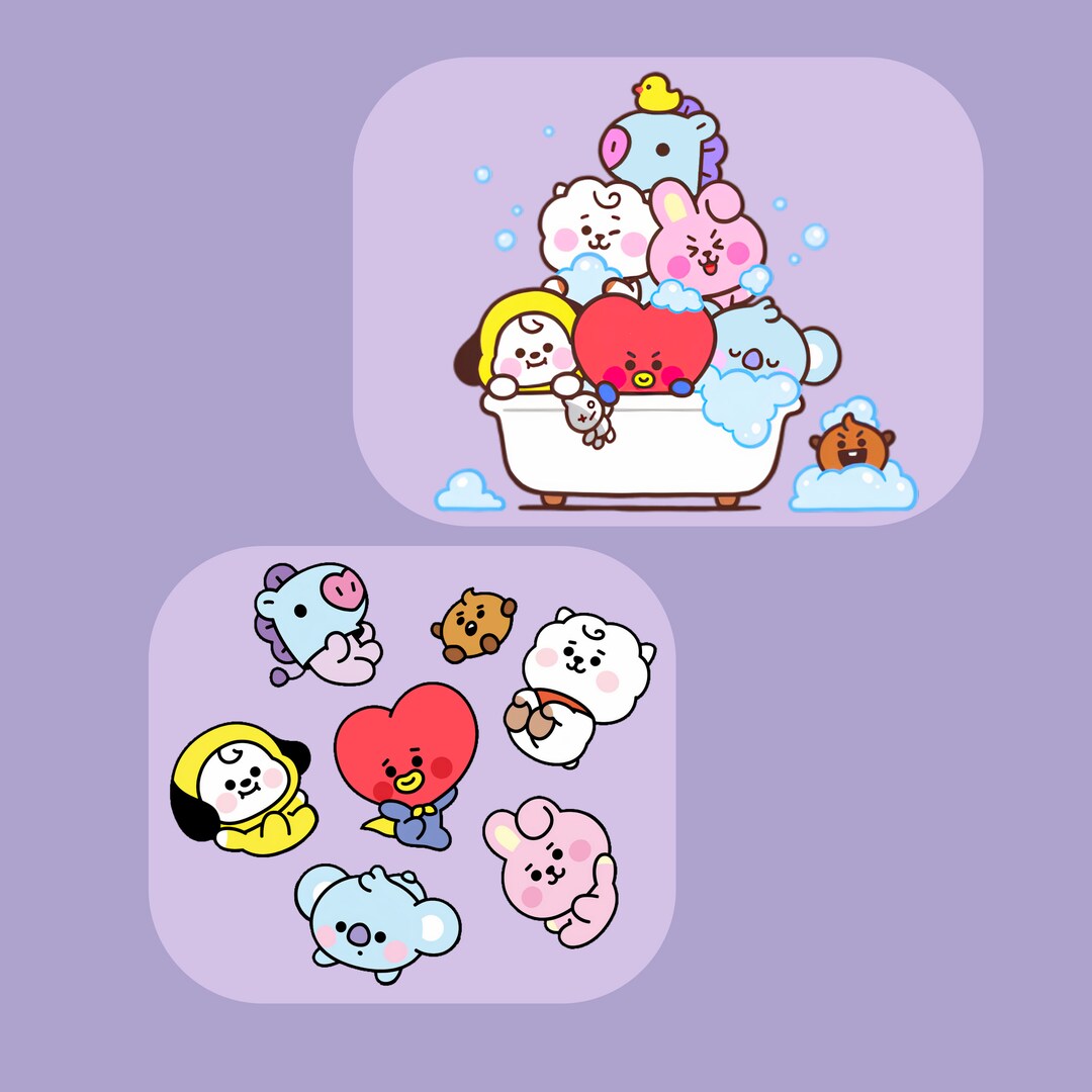 BT21 Bubble Bath/set of 7 Stickers Etsy